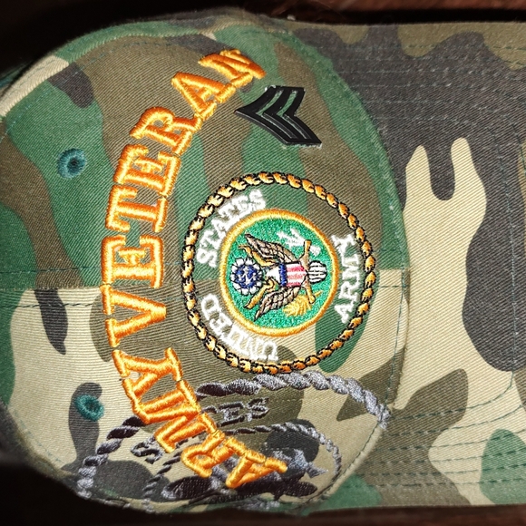 Sam's Cap Green Woodland Camo Army Veteran Adjustable Strapback Hat - Picture 2 of 8